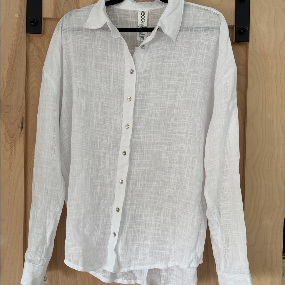 Cotton On White Long Sleeve Beach Shirt